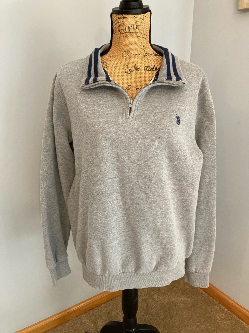 U.S. Polo Assn. Gray Quarter-Zip Sweat Shirt Men Size M